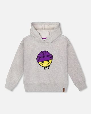 Light Grey Hooded Smile face Sweatshirt