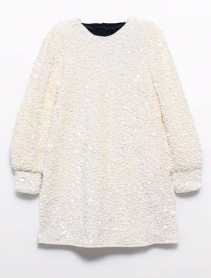 Sequin Velvet Dress White 5459