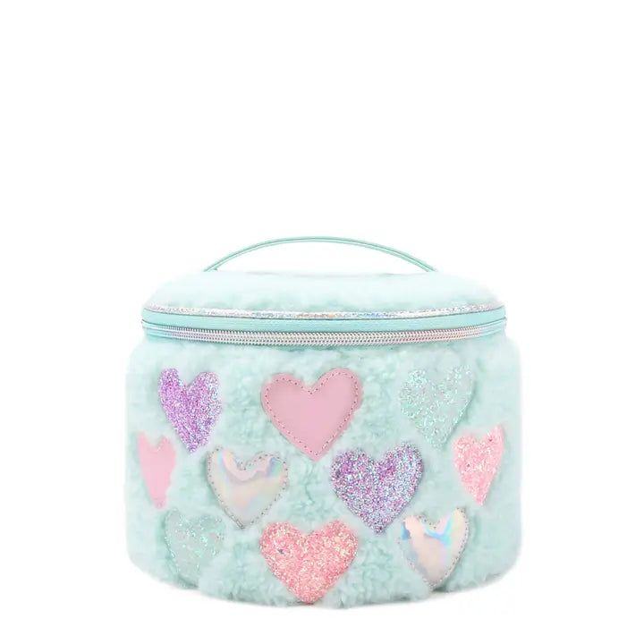 Heart Sherpa Round Glam Bag