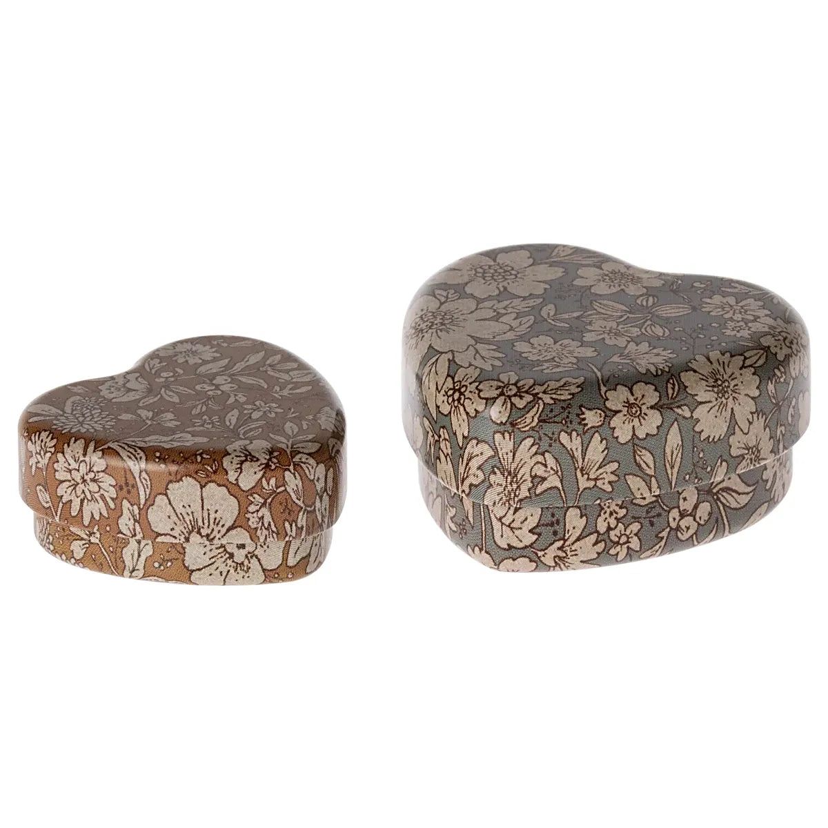 Maileg Metal Heart Box 2 pc Set Blue/ Ocher