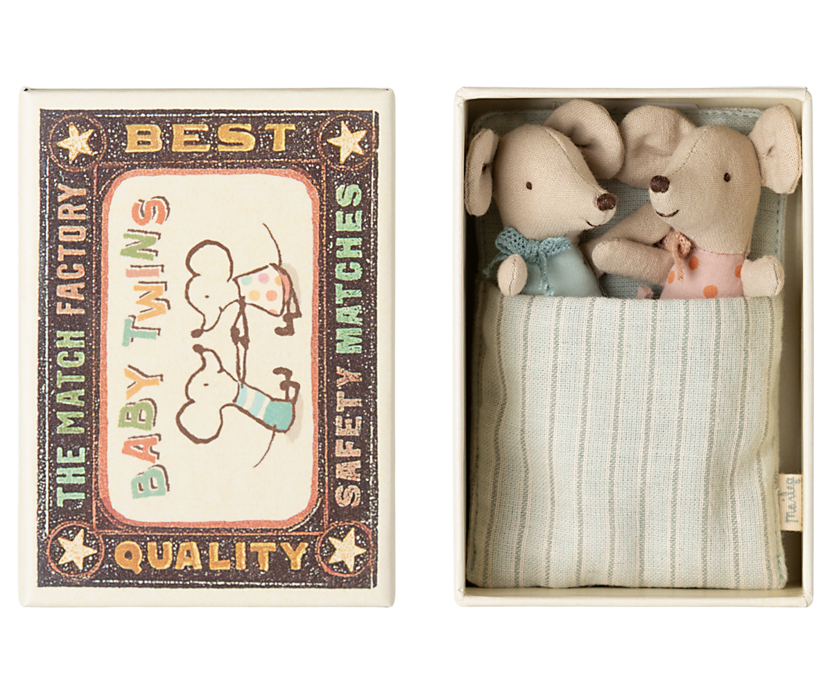 Twin, baby Mice in Matchbox