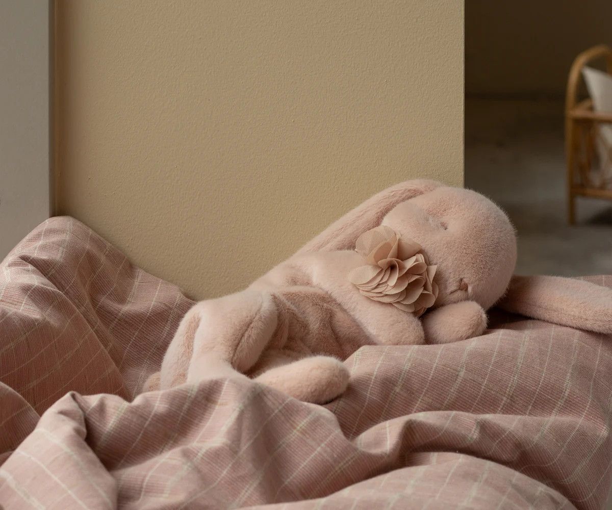 Sleeping Bunny Plush, Small, Color: Powder
