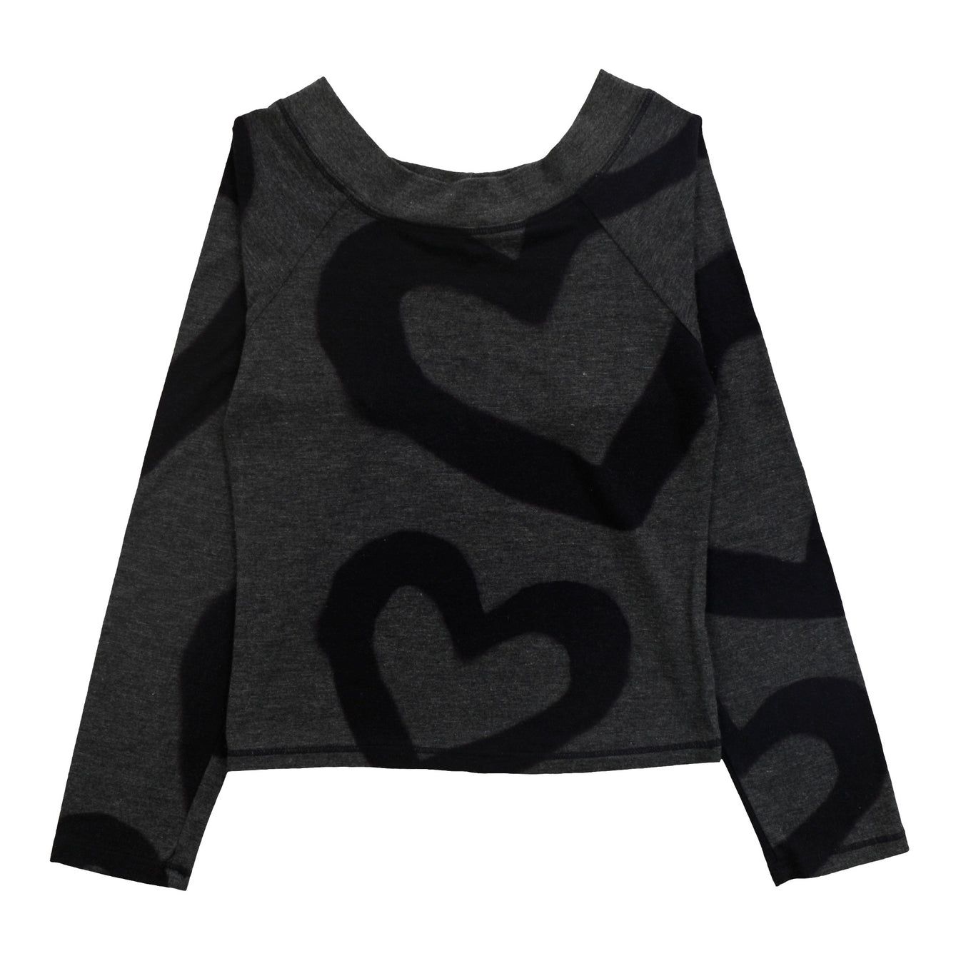 Boat Neck Top Navy Large Heart