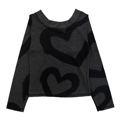 Boat Neck Top Navy Large Heart