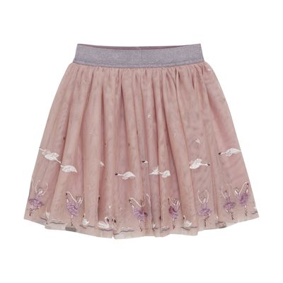 Mesh Skirt with Embroidery