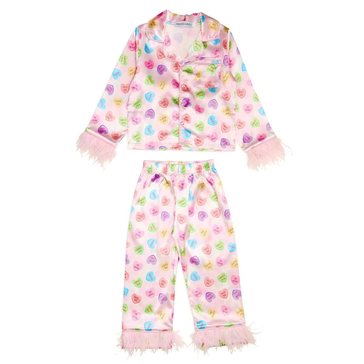 Sweetheart Feather Trim Silky Set