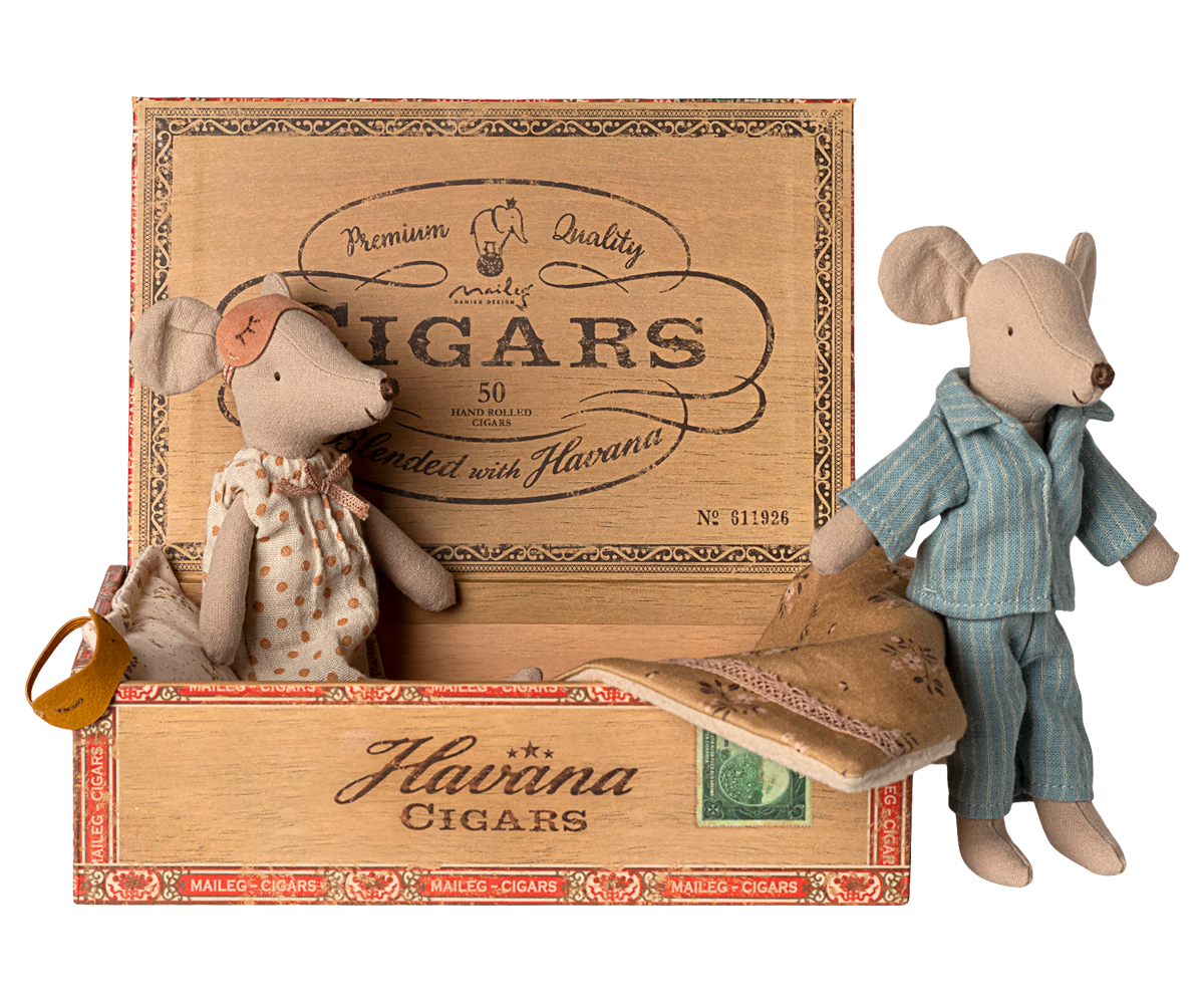 Mum and Dad Mice in Cigarbox
