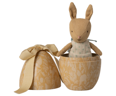 Easter Egg with micro Rabbit, Small Cream Yellow