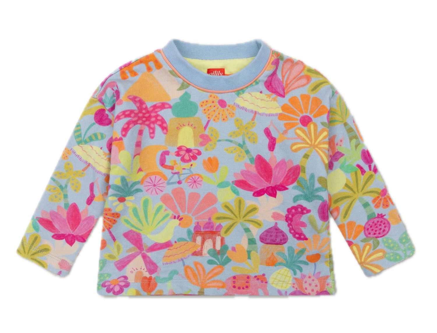 Hax Printed Crew Sweatshirt Blue Fog