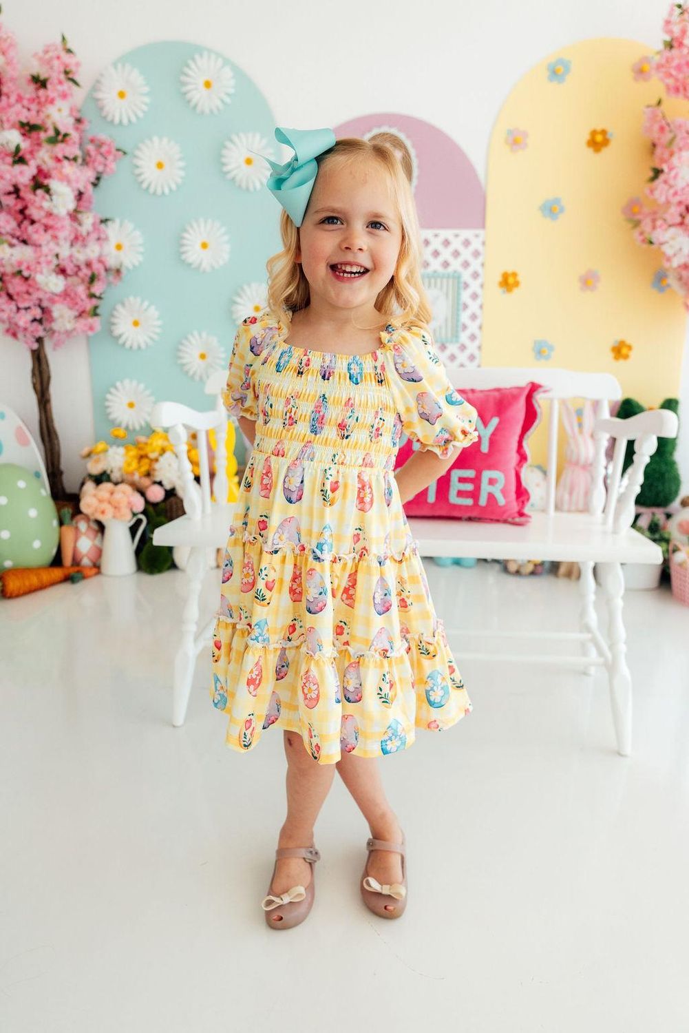 Easter Picinic Smocked Ruffle Dress