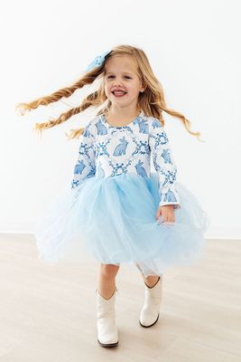 Blue Bunnies LS Tutu Dress