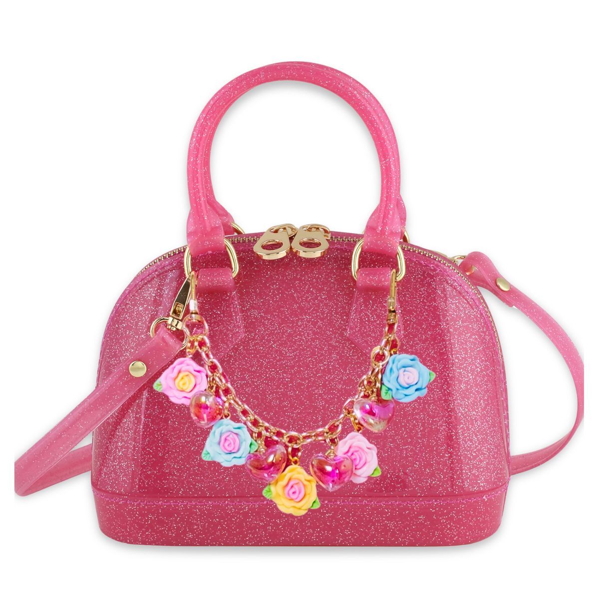 Cate Hot Pink Sparkle Petal Party Purse