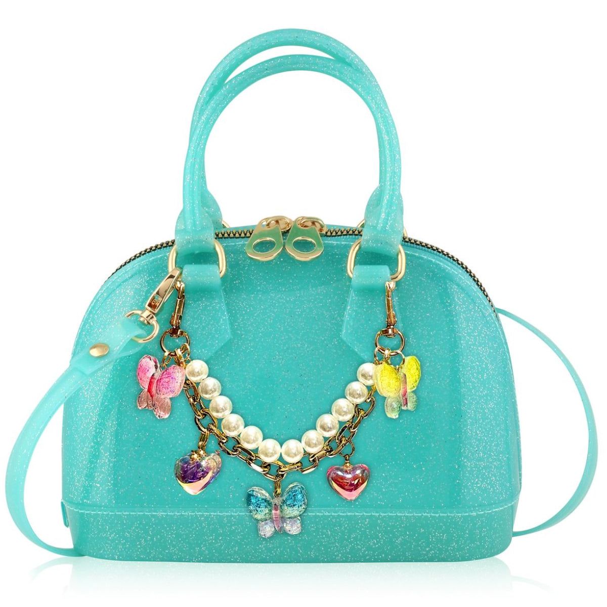 Cate Aqua Sparkle Butterfly Bestie Purse