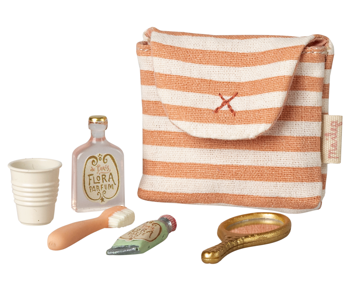 Toothbrush set in bag, Mouse-Coral stripe