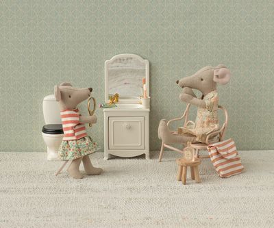 Toothbrush set in bag, Mouse-Coral stripe