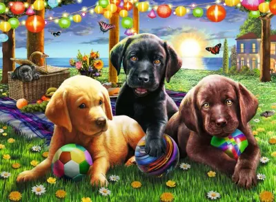 100 Pc XXL Puzzle Puppy Picnic
