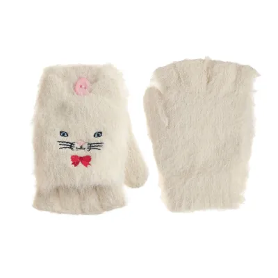 Cute Kitten Fluffy Gloves Size 7-10Y