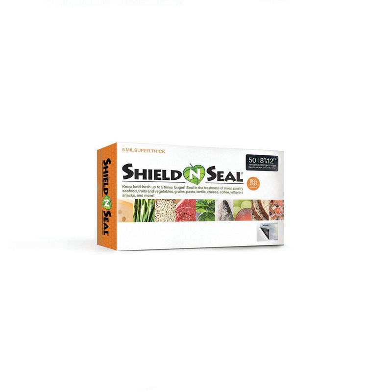 SHIELD N SEAL 8" x 12" CLEAR AND BLACK VACUUM BAGS W/ ZIPPER (50/BOX)