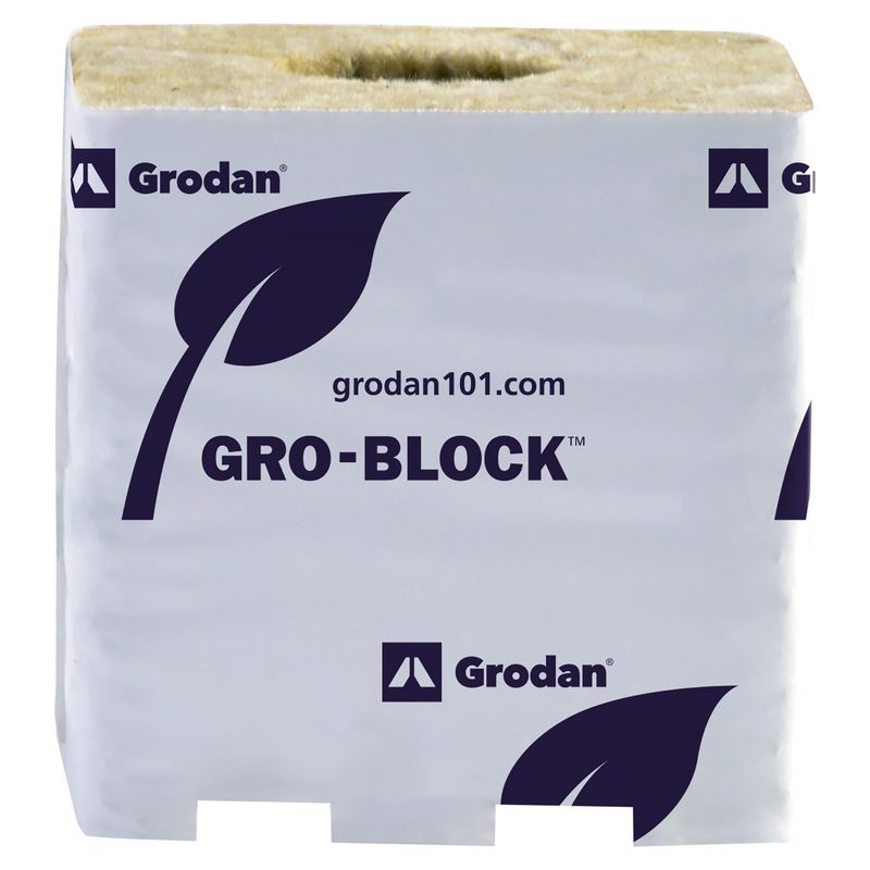 GRODAN GRO BLOCK IMPROVED LARGE 4" GR10 W/ HOLE (4X4X4") WRAPPED (CASE OF 144)