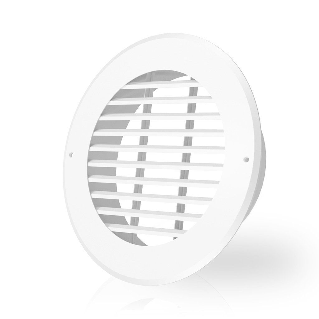 WALL-MOUNT DUCT GRILLE VENT, WHITE STEEL, 8-INCH