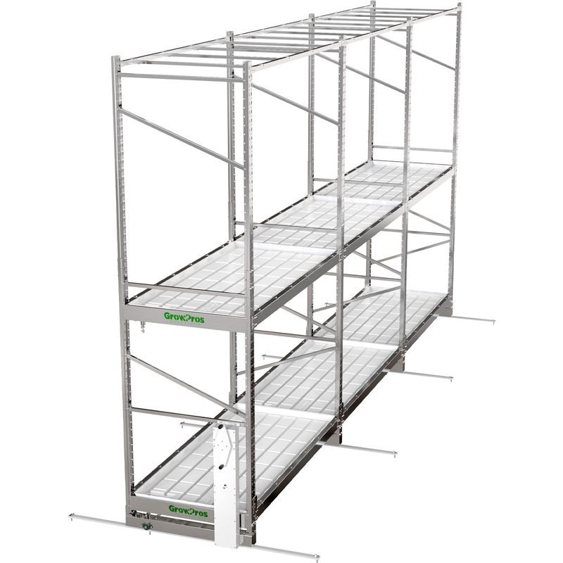 GRO PRO SOLUTIONS 2 TIER 4' x 8' ROLLING RACK W PLASTIC TRAYS