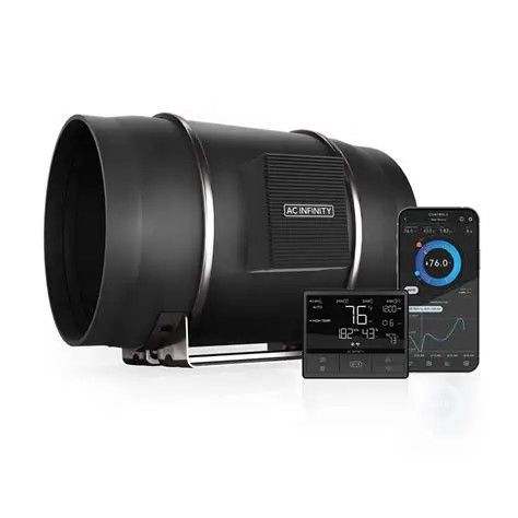 CLOUDLINE T10 QUIET INLINE DUCT FAN SYSTEM WITH TEMPERATURE AND HUMIDITY CONTROLLER, 10-INCH