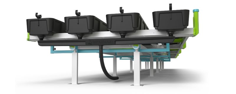 BOTANICARE SLIDE BENCH: 5FT WIDE x 10.5FT LONG x 12IN HIGH, TRILOCK, GUTTER