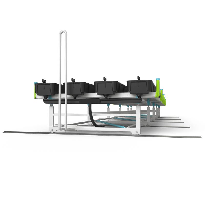 BOTANICARE TRACK BENCH: 4FT WIDE x 23.5FT LONG x 14IN HIGH, TRILOCK, GUTTER