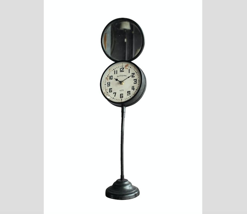 CLOCK ON STAND W/MIRROR SIDE