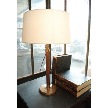 TABLE LAMP STAND LEATHER AND COPPER E27 BLACK