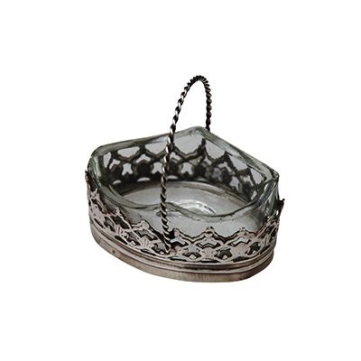 SMALL SALT CELLAR IN GLASS &amp; METAL