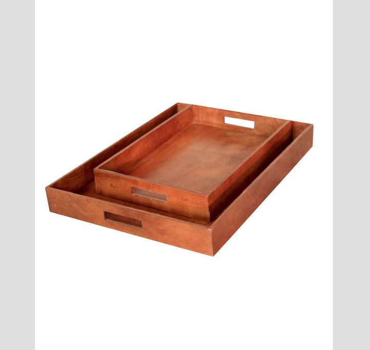 S/2 LEATHER TRAY