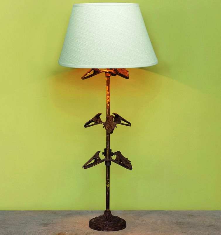 TABLE LAMP W/9 CLIP BROWN &amp; GOLD FINISH.