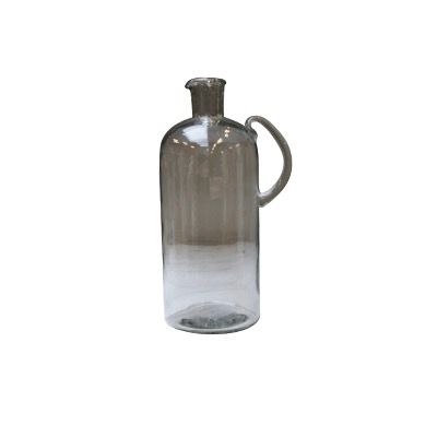 SMALL BOTTLE IN CLEAR GLASS W/HANDLE