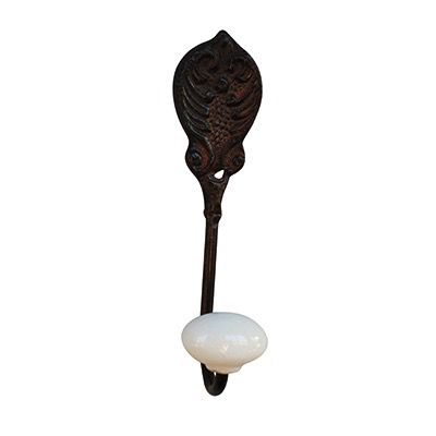 HOOK W/LEAVE PORCELAIN