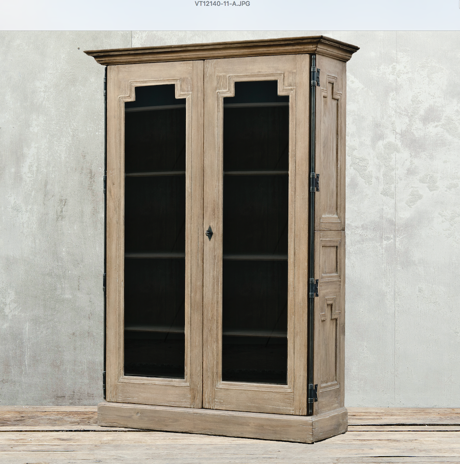 MONTPELLIER GLASS DOORS CABINET WEATHERED