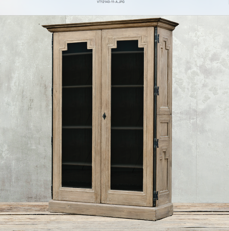 MONTPELLIER GLASS DOORS CABINET WEATHERED
