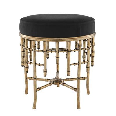STOOL ALESSIA S VINTAGE BRASS FINISH ALBIN BLACK