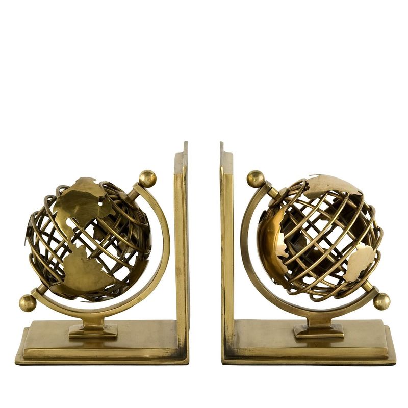 BOOKEND GLOBE SET 2 BRASS