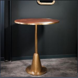 BAR TABLE LEATHER AND BRASS