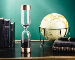 SAND TIMER BRASS AND BLACK SAND
