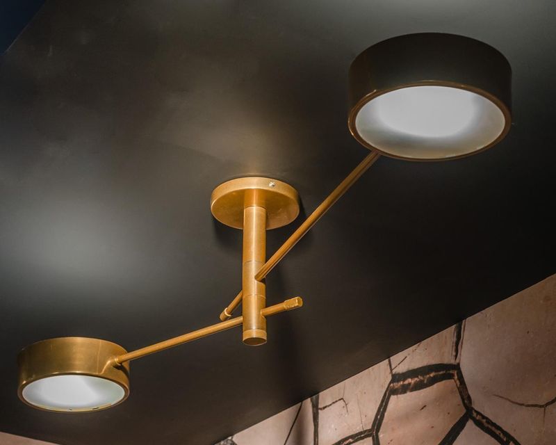 LOW CEILING TWO ARMS BRASS CHANDELIER