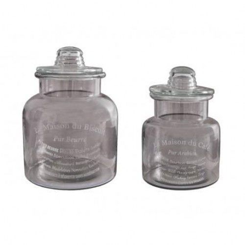 SET 2 GLASS JARS WITH BISCUIT LID