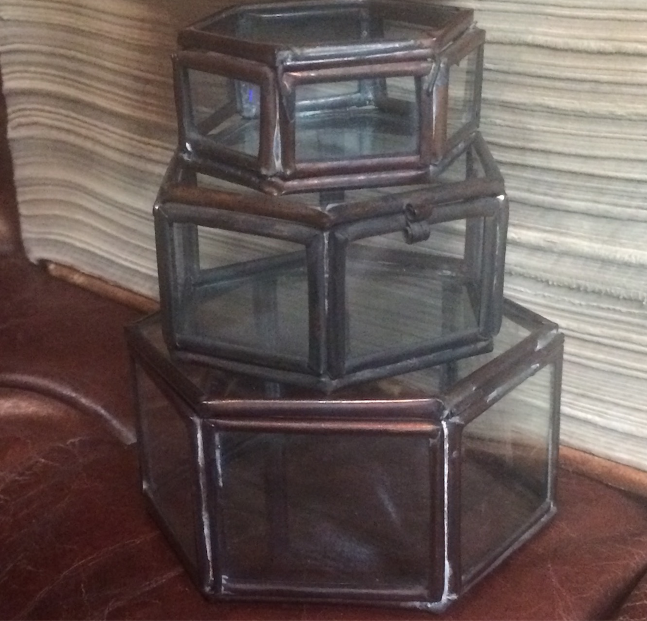 SET 3 COFFRETS HOCTOGONALS EN VERRE