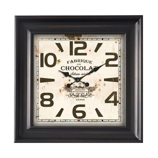 WALL CLOCK SQUARE CHOCOLATE