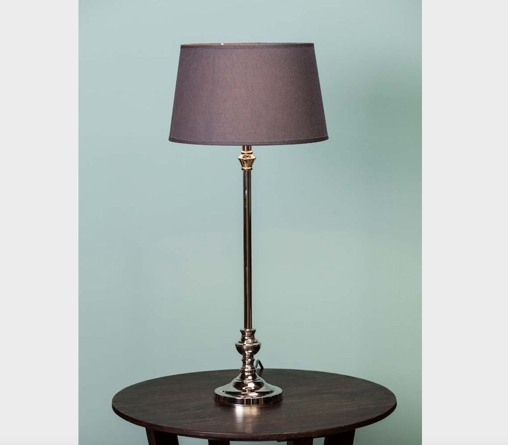 TABLE LAMP ROUND BASE SHINY NICKEL