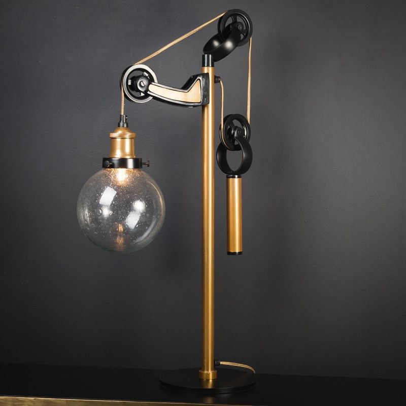 TABLE LAMP WITH COUNTERWEIGHT, BRASS AND BLACK