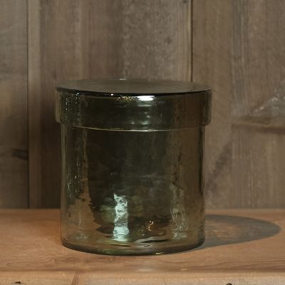 MEDIUM GREEN HAMMERED GLASS CANISTER