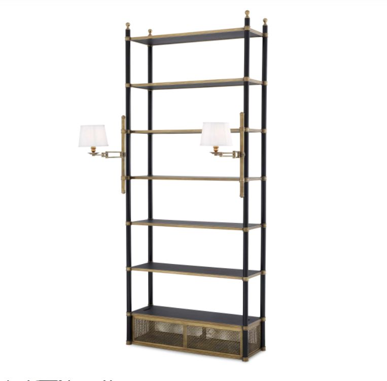 CABINET STERLING WITH LIGHTS VINTAGE BRASS FINISH