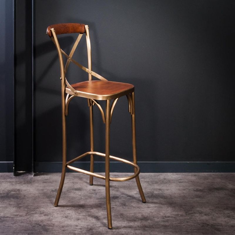BAR STOOL IRON AND LEATHER BISTROT